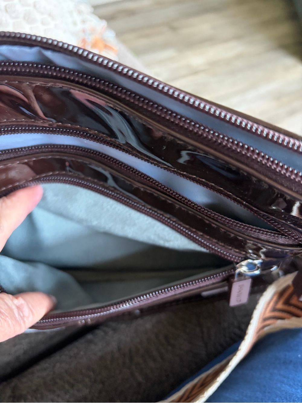 IHKWIP Patent Leather Crossbody Bag in Dark Brown - Picture 2 of 7